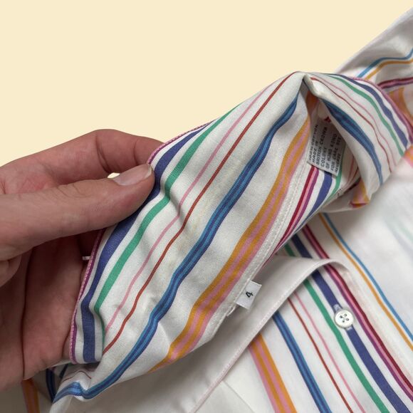 1980s Alexander Julian size 4 womens blouse, vintage striped 1980s button down - Picture 9 of 10